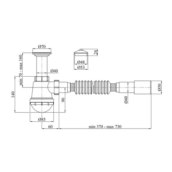 Сифон для раковини Kroner KRP - TB01 1 1/2"х40/50 мм | Зображення 1