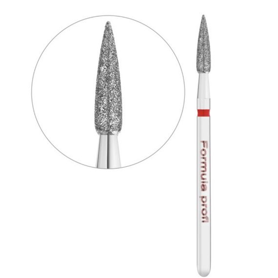 Фреза алмазная острое пламя морковка красная 025 Formula Profi