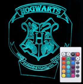 Акриловий світильник-нічник з пультом 16 кольорів Хогвартс 2 tty-n001176