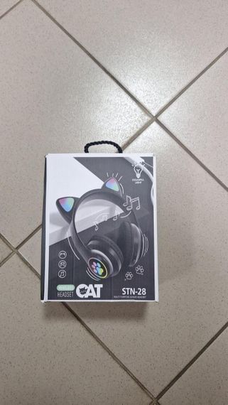ОЧЕНКА! Дитячі навушники LED з котячими вушками Cat Ear STN-28 Чорні (Плохе паковання 3051) | Зображення 1