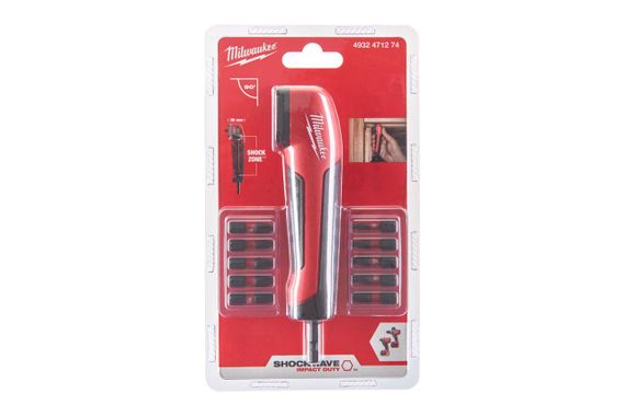 Кутова насадка SHOCKWAVE 1/4" з комплектом біт 10 шт Milwaukee 4932471274 | Зображення 1