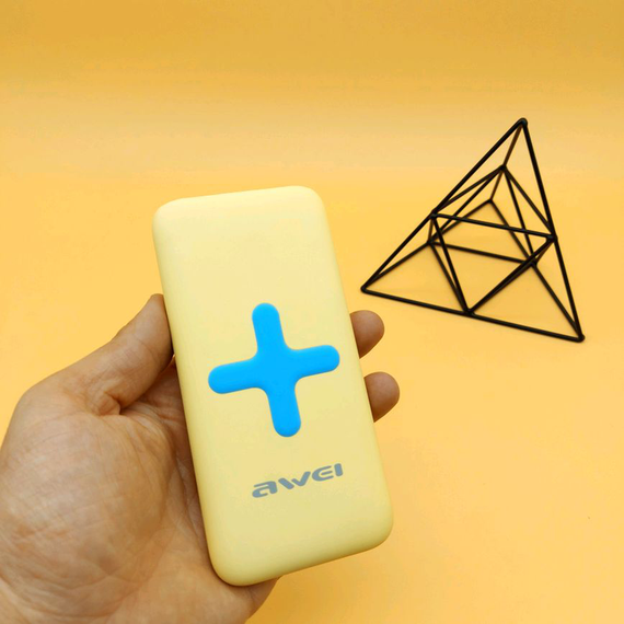 Power Bank AWEI P98K (Бездротова зарядка) 8000 mAh. Колір: жовтий | Зображення 2