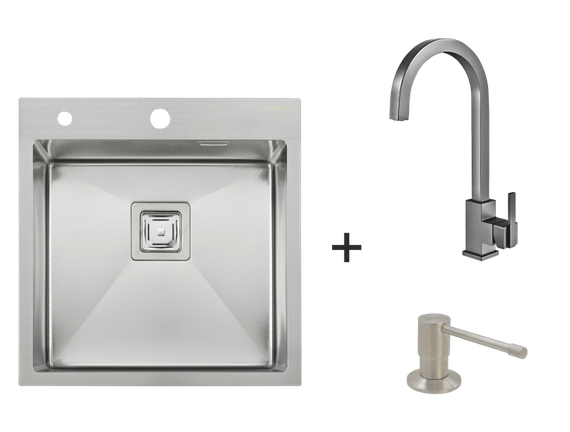 Мийка Top 56 Celldecor + Змішувач FKM 71 Inox + Дозатор FASD 25 Inox 8213.401.0058
