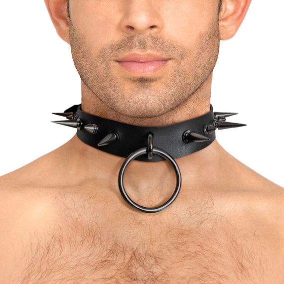 Мужской кожаный чокер с шипами Art of Sex Archie Leather and Spikes Черный One Size | Зображення 2