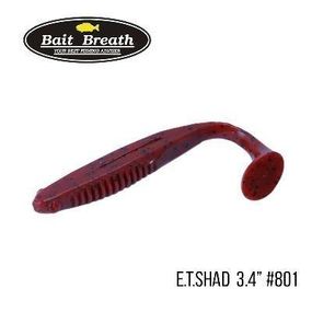 Силіконова приманка, Їстівний силікон Bait Breath E.T.Shad 3,4" (7 шт) (801 Red/Seed)