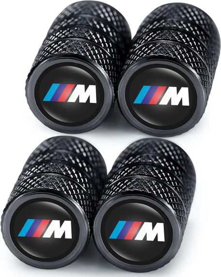 Набір ковпачків на ніпель з логотипом для BMW 4 шт, ковпачки на клапани шин металеві пилозахисні чорні, для БМВ | Зображення 1