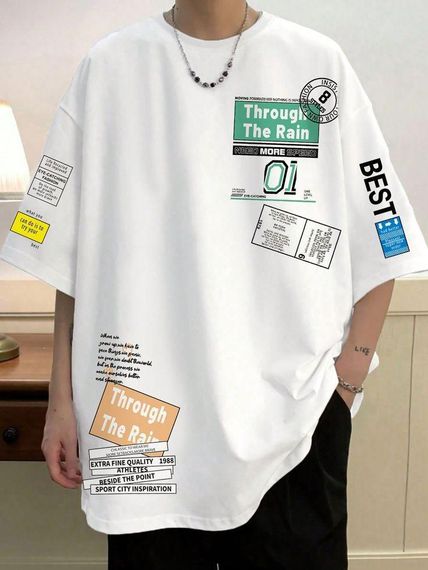 Футболка мужская с принтом повседневная S Белая