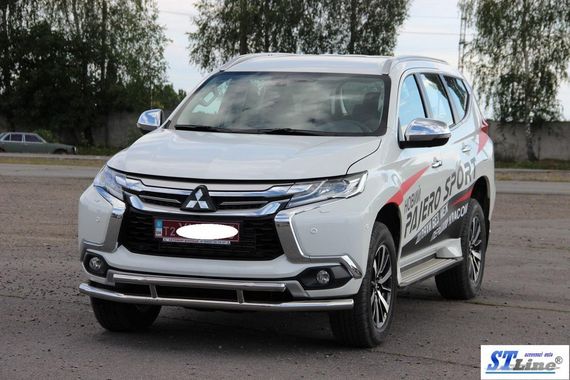 Передній захист ST016 (нерж) для Mitsubishi Pajero Sport 2015-2024 рр | Зображення 1