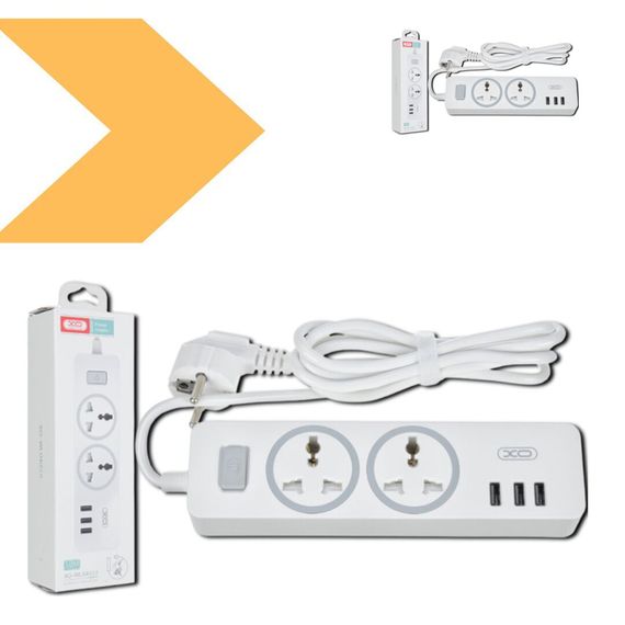 Подовжувач мережі 2 розетки/3USB/1.8М XO WL04 білий (MAW-41695_407) | Зображення 1