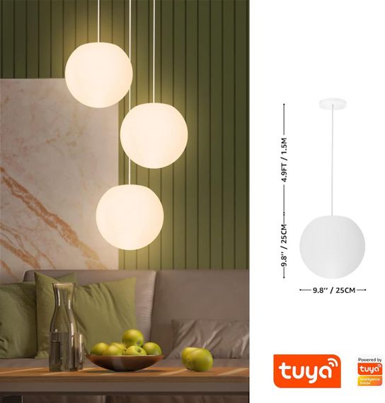 LED Светодиодная Люстра подвесной светильник FUYO регулируемая яркост RGB смена цветов управление пультом WiFi | Зображення 2