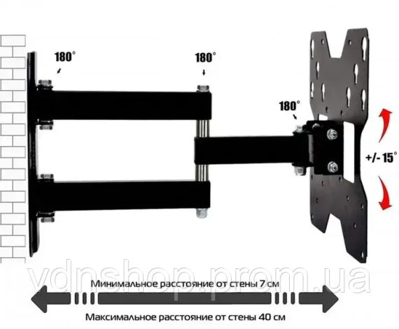 Кронштейн на стіну для ТВ поворотний V499 14-55 | Зображення 4