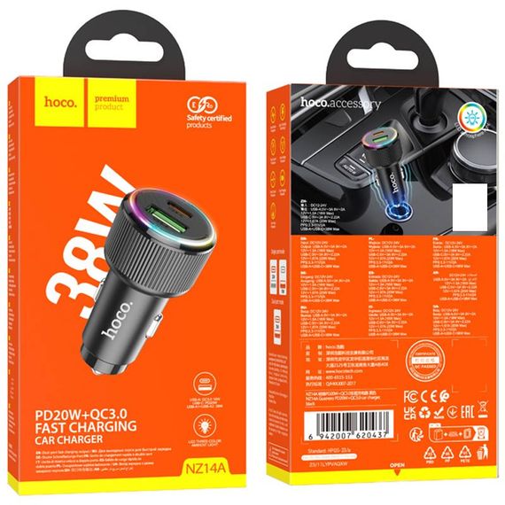 АЗП Hoco NZ14A Guerrero PD20W+QC3.0 (1C1A) Black | Зображення 1