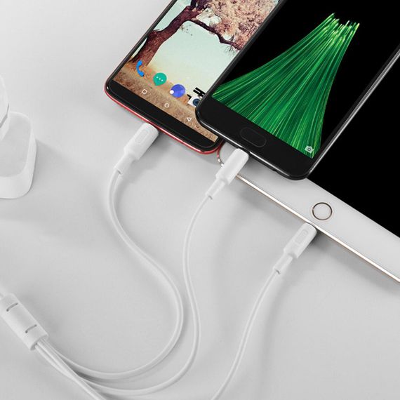 Кабель HOCO X25 USB to iP+Type-C+Micro 2A, 1m, PVC, PVC connectors, White | Зображення 1