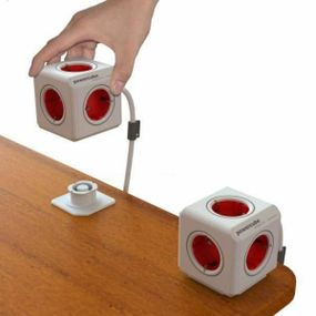 Подовжувач мережевий Allocacoc PowerCube Extended із заземленням 5 розеток 1.5 м, червоний