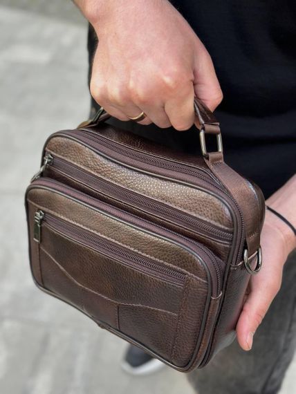 Топ! Чоловіча шкіряна сумка барсетка через плече з ручкою коричнева BEXHILL 61881B | Зображення 8