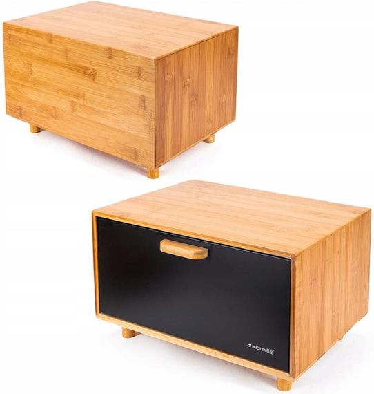 Хлібниця Kamille Black&Wood бамбукова 36х26х23см зі сталевою кришкою | Зображення 3
