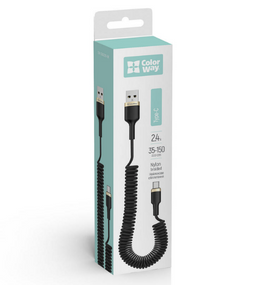 Кабель USB Type-C ColorWay CW-CBUC051-BK 2,4A 0,35-1,5м чорний