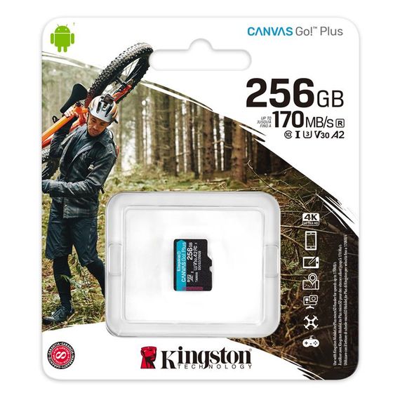 Карта пам'яті Kingston microSD 256GB C10 UHS-I U3 A2 R170/W90MB/s (SDCG3/256GBSP) | Зображення 2