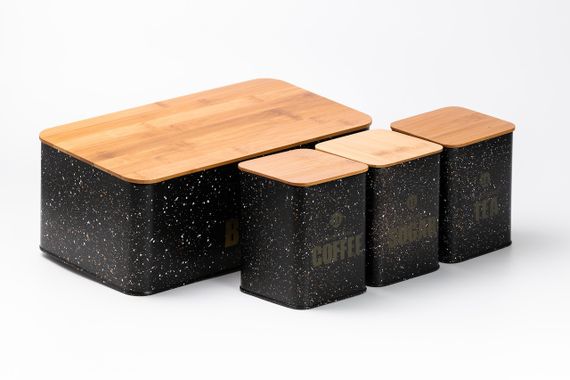Набір для зберігання продуктів 4 штуки з бамбуковими кришками, чорна | Зображення 6