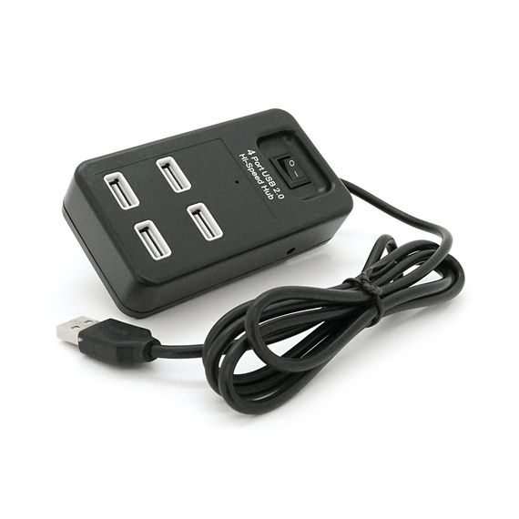 Хаб USB 2.0 4 порти, Black, 480Mbts живлення від USB, з вимикачем, Blister Q100 | Зображення 2