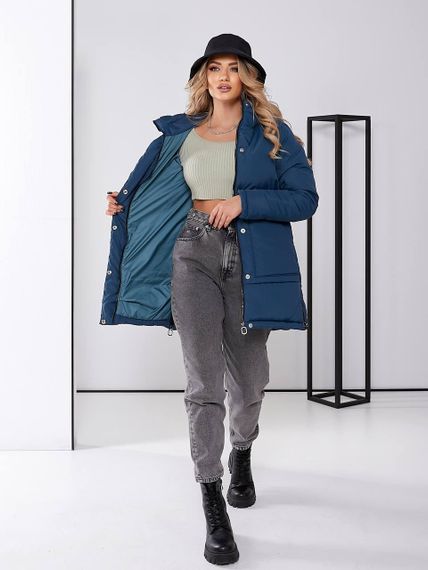 Жіноча зимова куртка з капюшоном, арт. 509, аква | Зображення 3
