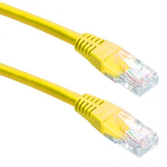 Патч корд Cablexpert PP12-2M/Y, UTP, категорія. 5E, литий,  50u" штекер із фіксатором, 2 м, жовтий | Зображення 1