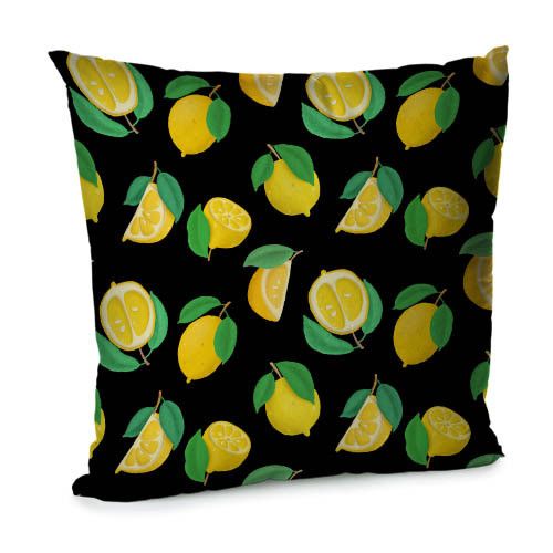 Подушка диванна з оксамиту Лимоны 45x45 см (45BP_FLORA019)