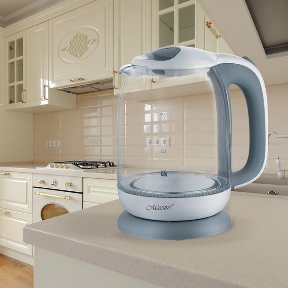 Электрочайник стеклянный Maestro MR-056-GREY, 1.7 л, 2200 Вт, с подсветкой | Зображення 1