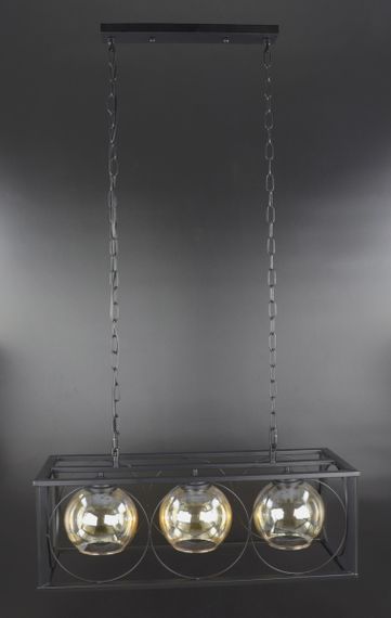 Люстра підвісна LOFT на 3 лампочки 25802 Чорний 35-110х24х62 см.