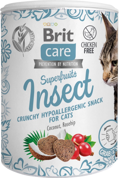 Ласощі для котів Brit Care Cat Snack Superfruits Insect для алергіків, інсекти 100г