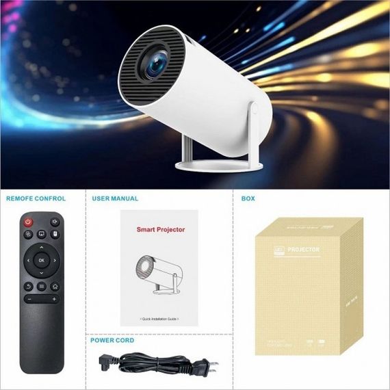LED Проектор для дома портативный Смарт с WiFi, Bluetooth, Android 11, белый, 1280х720р | Зображення 7