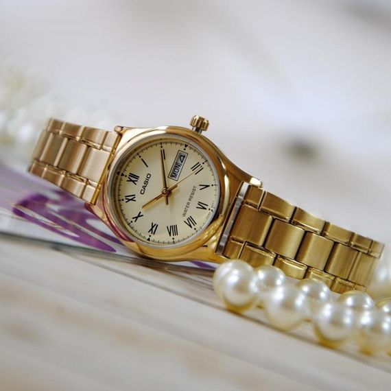 Женские часы кварцевые наручные золотые японские оригинальные Casio LTP-V006G-9BUDF (модуль №5237) | Зображення 5