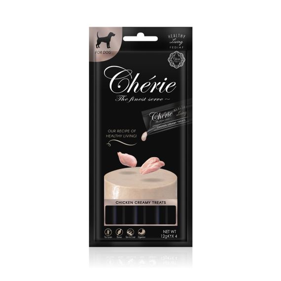 Ласощі для собак з куркою Cherie Healthy Living Creamy Treat Dog Chicken Puree, 12 гр х 4 шт