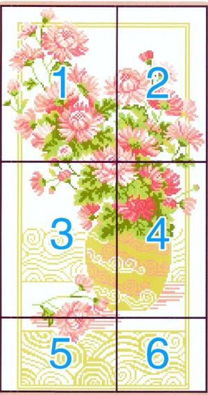 Набір для вишивання хрестиком по нанесеному на канву схемі "Elegant chrysanthem".  AIDA 14CT printed  30*51 см | Зображення 2