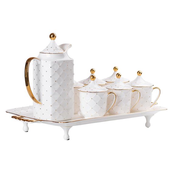 Чайный сервиз на 6 персон, с заварочным чайником, белый. | Зображення 6