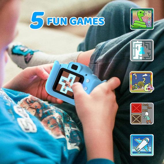 Детская цифровая камера ASTGMI C3Pro, 2.0” дисплей, 12МП, с SD-картой 32 ГБ и силиконовой крышкой, синяя | Зображення 3