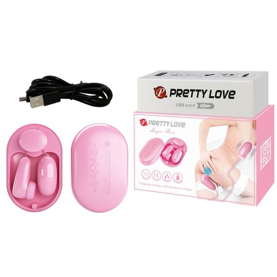 Віброяйце з стимулятором - Pretty Love Magic Box, 12 vibration settings, 7 taping settings