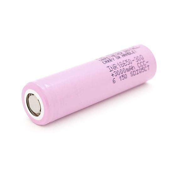 Акумулятор 18650 Li-Ion Samsung INR18650-30Q, 3000mAh, 30A, 4.2 / 3.6 / 2.5V, PINK, 2 шт в упаковці, ціна за 1 шт | Зображення 1