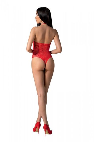 Бодістокінг з імітацією корсетної шнурівки Passion BS094 One Size, red, квітковий візерунок, з досту | Зображення 1