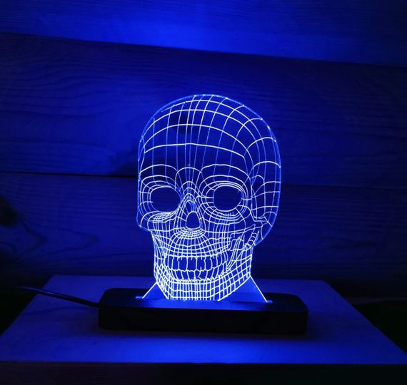 Акриловий світильник-нічник Череп синій tty-n000100