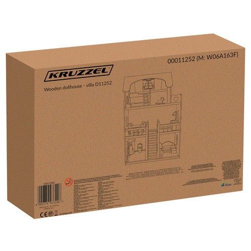 Дерев’яний ляльковий будиночок KRUZZEL XXL до 90 см з LED підсвічуванням та меблями | Зображення 9