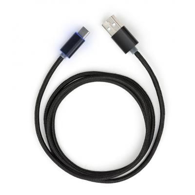 Дата кабель USB 2.0 AM to Type-C 1m LED black Vinga (VCPDCTCLED1BK) (VCPDCTCLED1BK)
