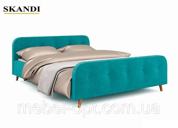 Ліжко двоспальне Skandi 160x200 см колір Синій тканина рогожка, в скандинавському стилі | Зображення 7