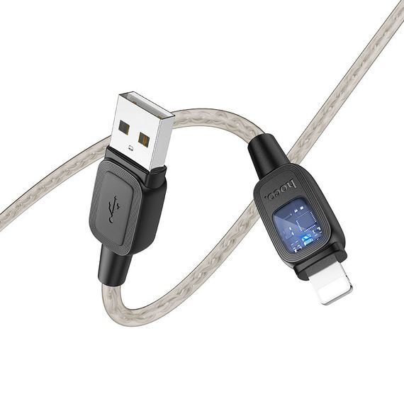 Дата кабель Hoco U124 Stone silicone power-off USB to Lightning (1.2m) Black | Зображення 2