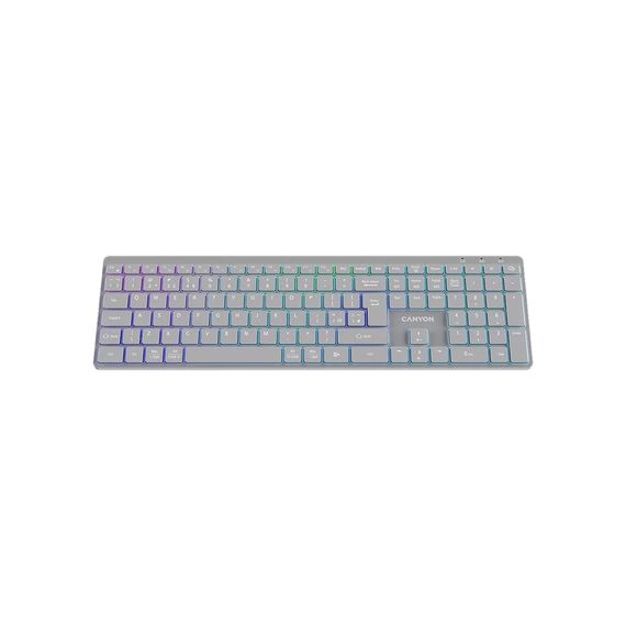 Клавіатура Canyon HKB-W11 Slim Dual Mode Wireless/Bluetooth RGB UA Grey (CNS-HBTK11G) | Зображення 2
