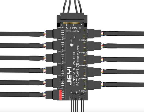 PWM хаб концентратор JEYI для вентиляторів 4pin та ARGB підсвічування 3pin | Зображення 1