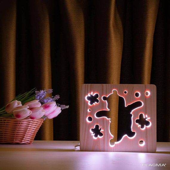 Светильник ночник ArtEco Light из дерева LED "Веселый медвеженок" с пультом и... | Зображення 8