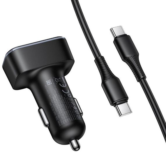 АЗП Hoco Z63A Barry PD42W+QC3.0 (2USB-A/1C) + кабель Type-C to Type-C Black | Зображення 2