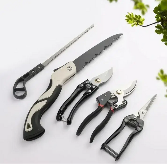 Садовий набір інструментів 5 елементів, секатори, ножиці для квітів, пила, ножівка | Зображення 2