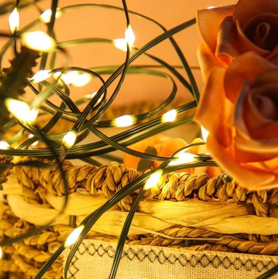 Гірлянда роса мішура на зеленому дроті 10 метрів 300 LED на пульті Тепло Білий XPRO (47721-710_259) | Зображення 7